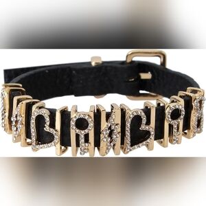 NWT Steve Madden Leather Bracelet w/ Pave Heart, Lightning Bolt and Key Motifs